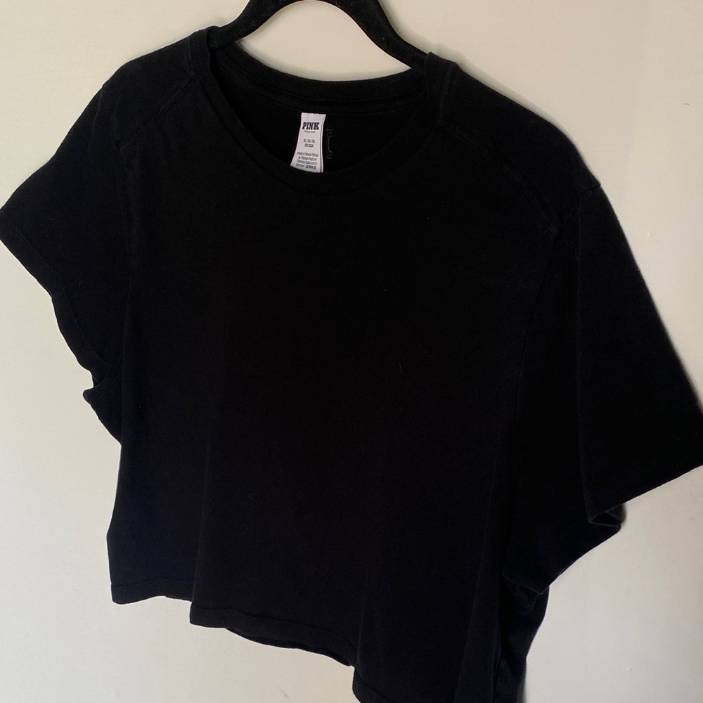 PINK Victoria's Secret Black Cropped Tee - Short Sleeve Crew - Picture 4 of 9